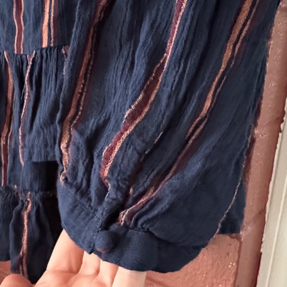 American Eagle Outfitters Black Top with Red and Tan Stripes - Picture 3 of 4